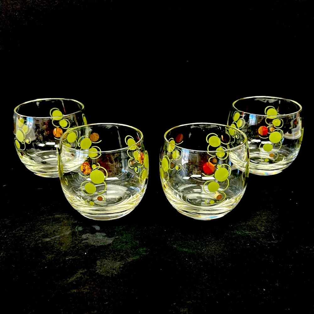 MID CENTURY MODERN set of 4 Federal Glass Co 3”D  roly poly glasses
